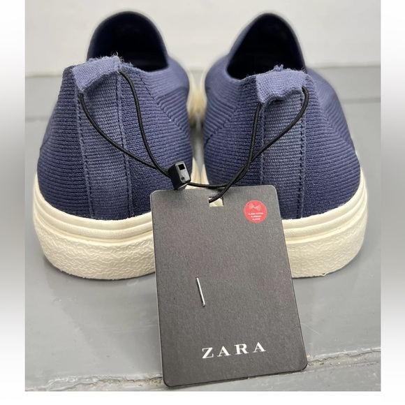 Zara Knit Mesh Slip On Sneakers Shoes Navy Size 35EU/5-5.5US New W/Tags - Picture 5 of 9